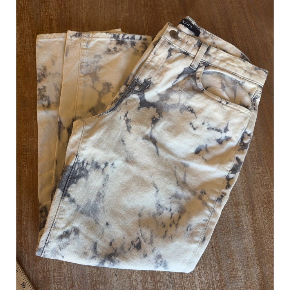 Womens White Grey Tie Dye Acid Wash High Rise Denim Jeans 90's Punk Size 28